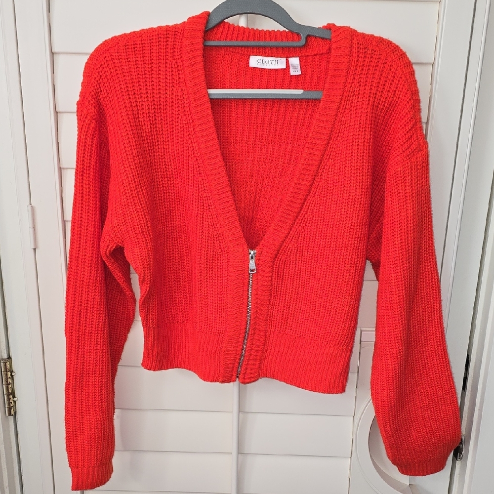 Vibrant Red Women's Zip Cardigan